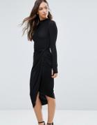 Wal G High Neck Asymmetric Dress - Black