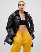 Ivy Park Vinyl Padded Coat In Black - Black