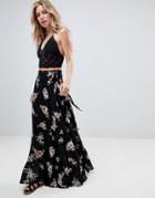 Faithfull Floral Bloom Maxi Skirt - Black