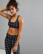 Pop Active By Poprageous Black Grid Crop Top - Multi