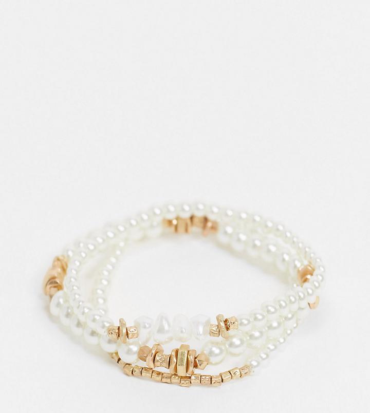 South Beach Bracelet Multipack In Gold And Faux Pearl