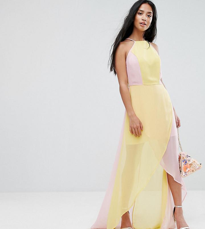 Asos Petite Color Block Maxi Dress - Pink