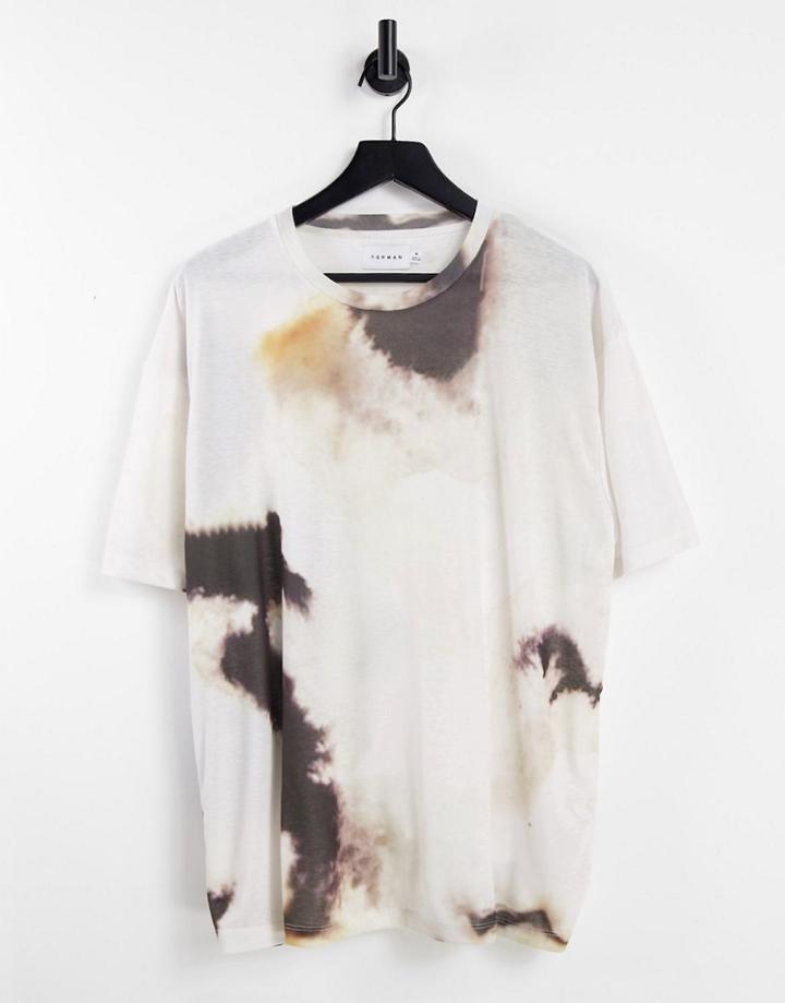 Topman Oversized T-shirt With Saturated Tie Dye Print In White