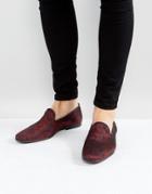 Asos Loafers In Red And Blue Paisley Pattern - Red