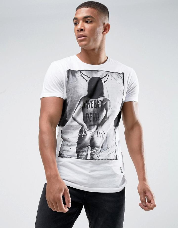 Religion T-shirt With Cheeky Devil Print - White