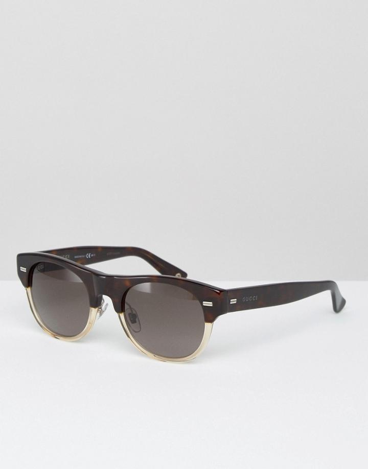 Gucci Round Sunglasses In Two Tone - Black