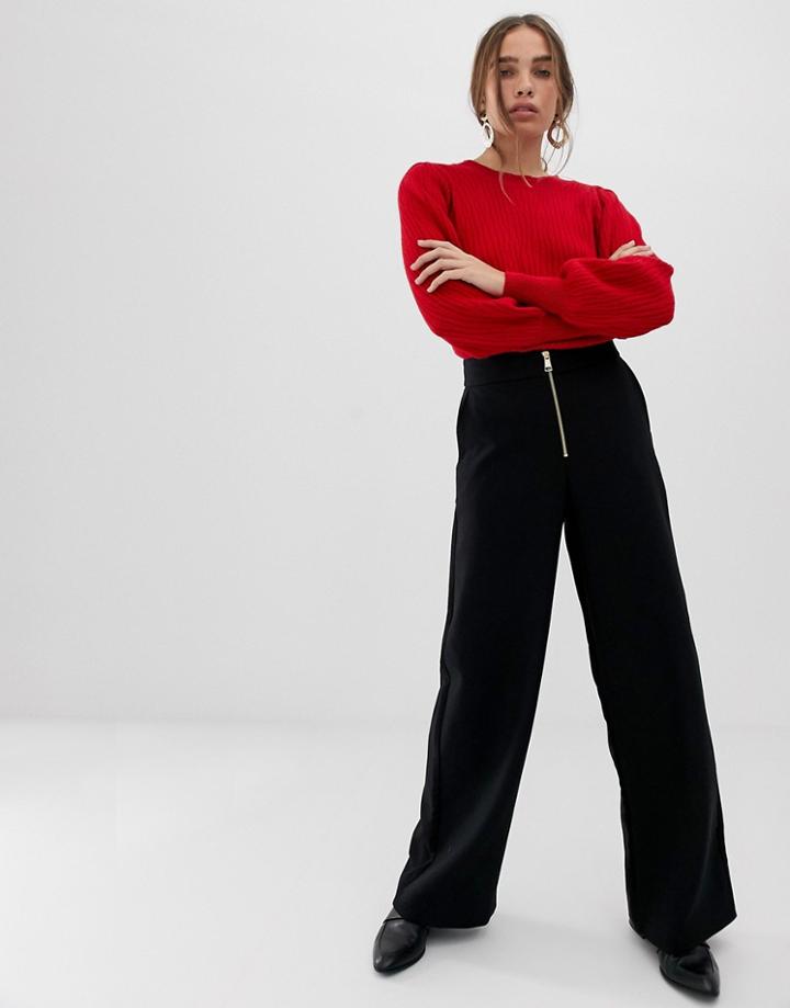 Selected High Waist Wide Leg Pants - Black