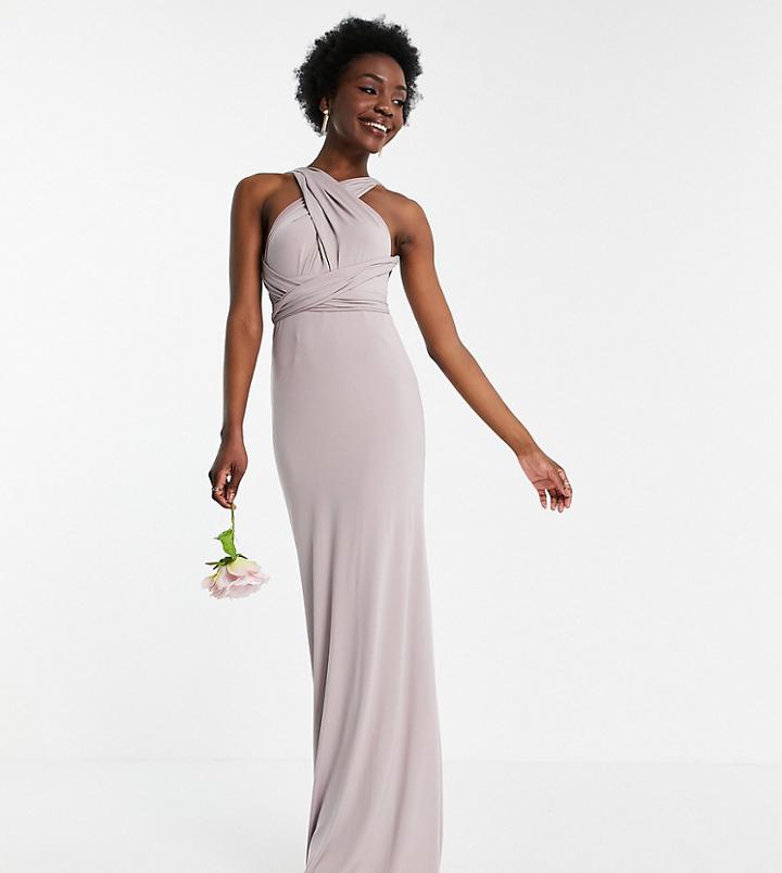 Tfnc Tall Bridesmaid Multiway Maxi Dress In Light Gray-grey