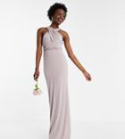 Tfnc Tall Bridesmaid Multiway Maxi Dress In Light Gray-grey