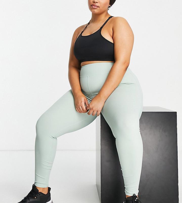 South Beach Plus High Waisted Leggings In Frosty Green