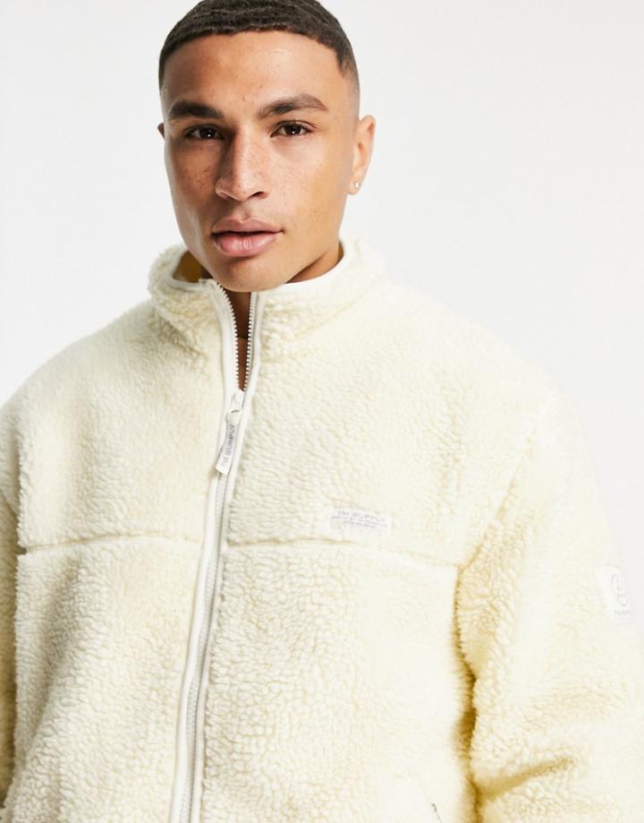 Topman Borg Jacket In Ecru-white