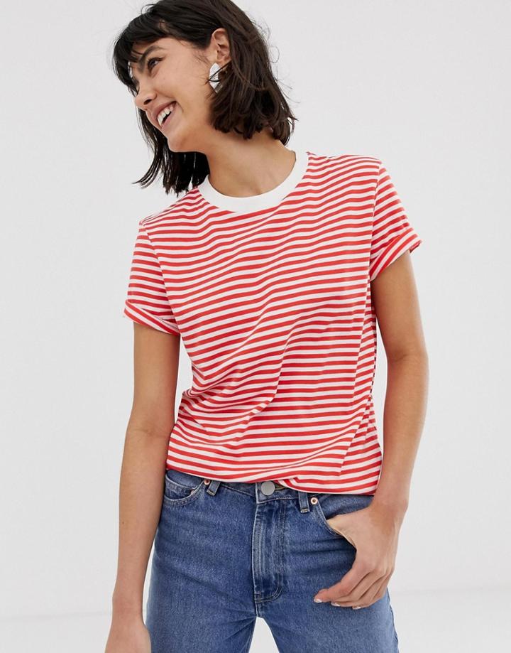 Selected Femme Stripe Boxy T-shirt-red