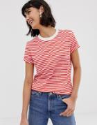 Selected Femme Stripe Boxy T-shirt-red