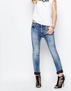 Replay Pilar Boyfriend Jeans With Exposed Button - Blue
