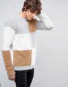 Asos Grid Sweater In Eyelash Yarn - Multi