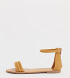 London Rebel Wide Fit Tubular Flat Sandals - Tan