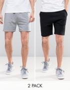 Asos Skinny Shorts 2 Pack Gray Marl/black Save - Multi