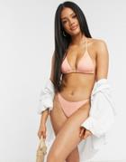 Monki Titti Recycled Polyester Dot Print Triangle Bikini Top In Pink