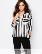 Y.a.s Dipped Back Shirt In Stripe - Mono Stripe