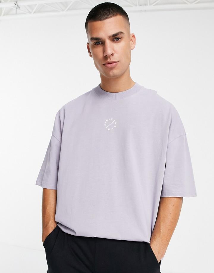 Topman Oversized Turtle T-shirt With Rubber Stockholm Badge In Gray-grey