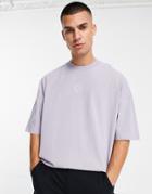 Topman Oversized Turtle T-shirt With Rubber Stockholm Badge In Gray-grey
