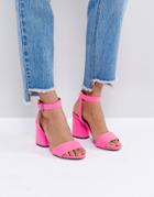 Bershka Block Heel Strappy Sandal - Pink