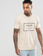 Nicce London T-shirt With Rubberised Logo - Stone