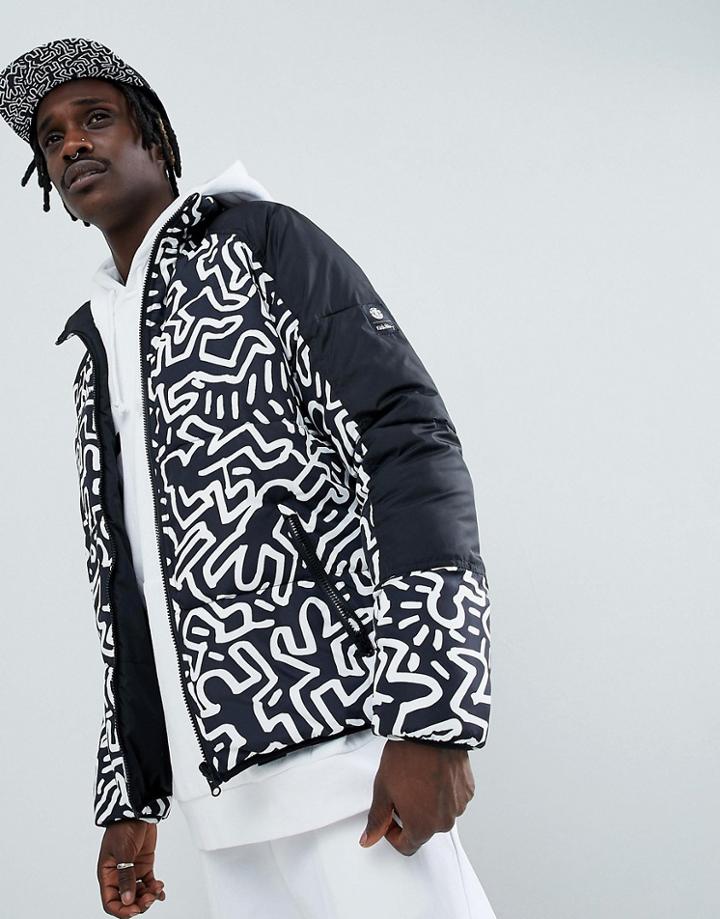Element X Keith Haring Reversible Puffer Jacket In Black - Black
