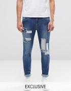 Brooklyn Supply Co Indigo Patched Worn Dumbo Jeans - Navy