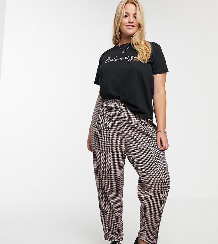 Asos Design Curve Check Jacquard Peg Pants