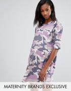 Missguided Maternity Camo T-shirt Dress - Purple
