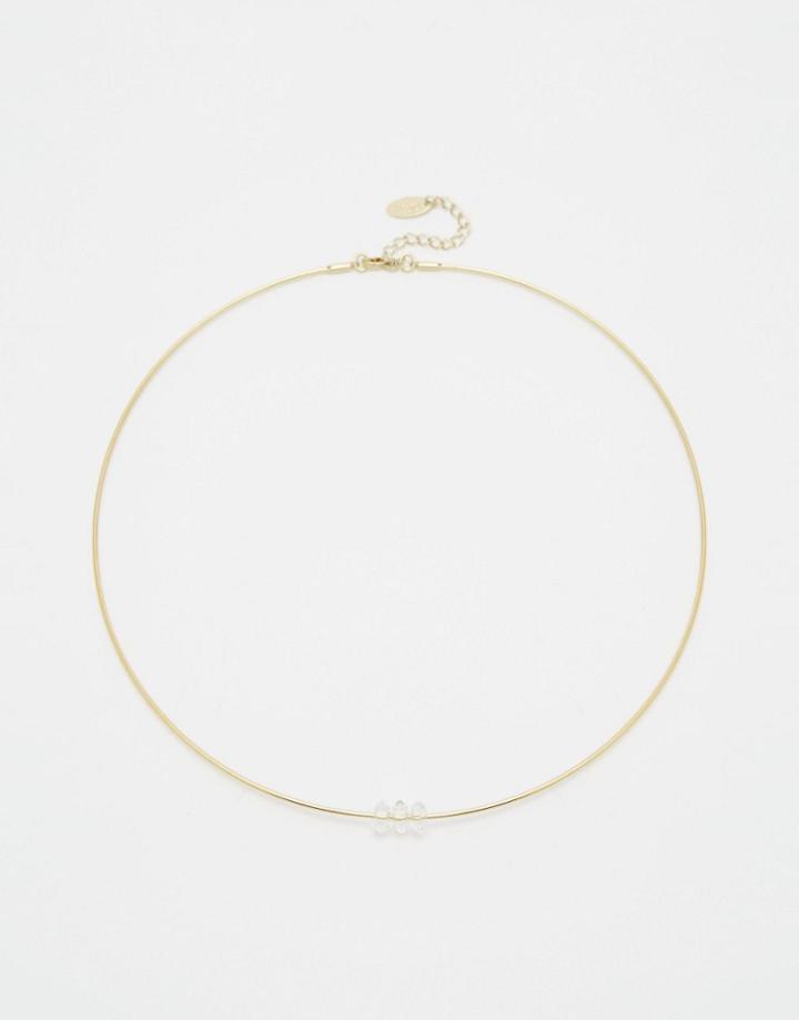 Orelia Geo Fine Bead Torque Necklace - Gold