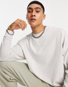 Asos Design Organic Cotton Blend Oversized Long Sleeve T-shirt In Cream-white