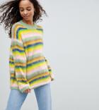 Asos Petite Oversized Sweater Fluffy Rainbow Stripe - Multi