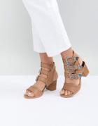 Sol Sana Clementine Tan Triple Buckle Heeled Sandals - Tan