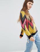 Asos Sweater With Tinsel Chevron - Multi