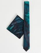 Bolongaro Trevor Watercolor Tie & Pocket Square Set-green