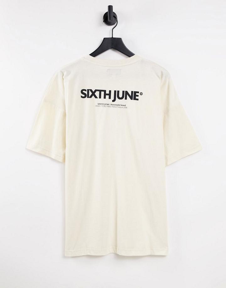 Sixth June Small Logo T-shirt In Cream-neutral