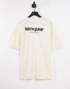 Sixth June Small Logo T-shirt In Cream-neutral