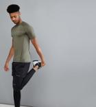 Asos 4505 Tall Muscle T-shirt With Quick Dry In Khaki - Green