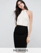 Vesper Tall Pencil Dress With Contrast Top - Black