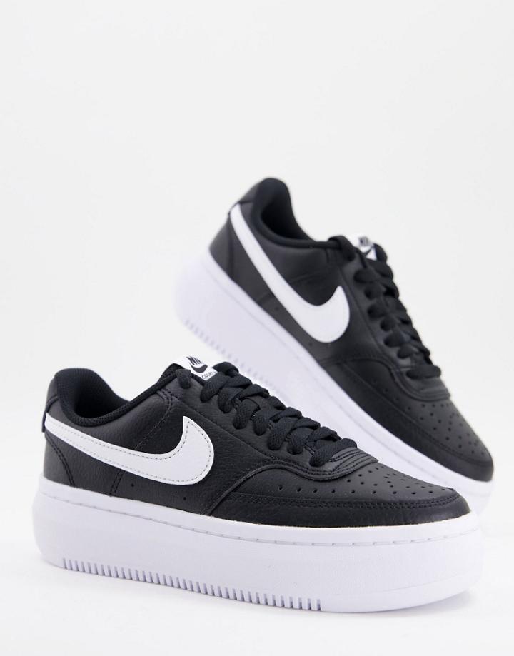 Nike Court Vision Alta Platform Leather Sneakers In Black