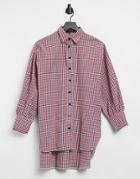 Love & Other Things Oversized Shirt In Plaid-multi