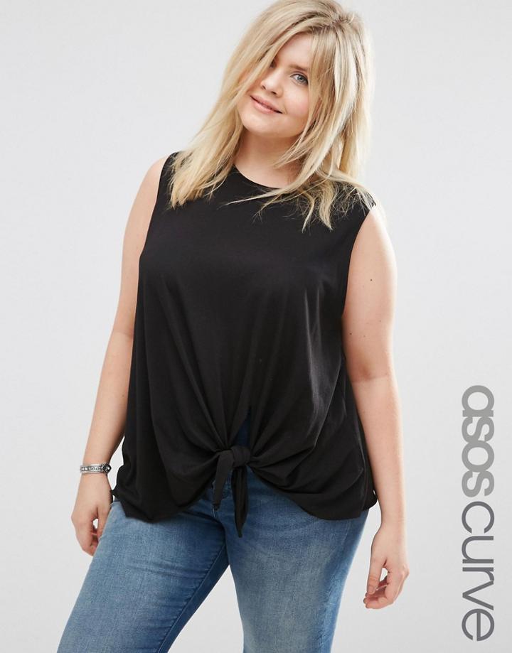 Asos Curve Knot Front Vest - Black