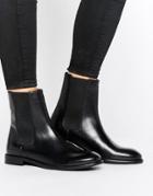H By Hudson Flat Leather Chelsea Boot - Black