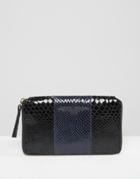 Urbancode Color Block Leather Purse With Faux Snake Panel - Navy