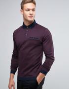 Ted Baker Longsleeve Polo With Contrast Collar - Red