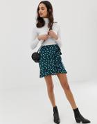 Asos Design Mini Wrap Skirt In Polka Dot Print-multi