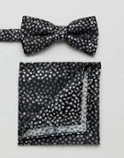 New Look Spotty Bow Tie And Pocket Square In Black - Black