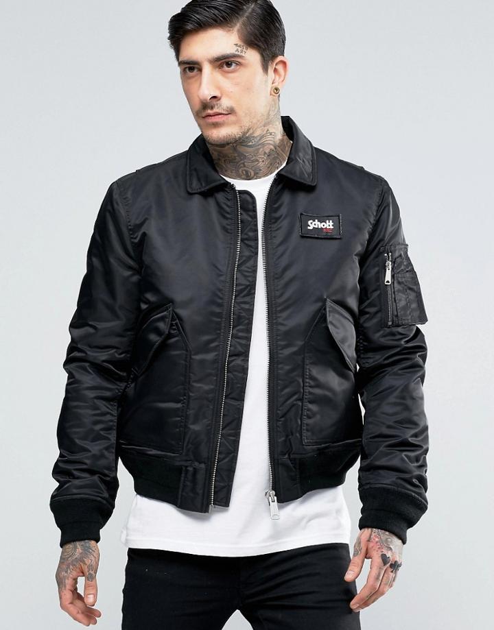 Schott Nylon Flight Bomber - Black